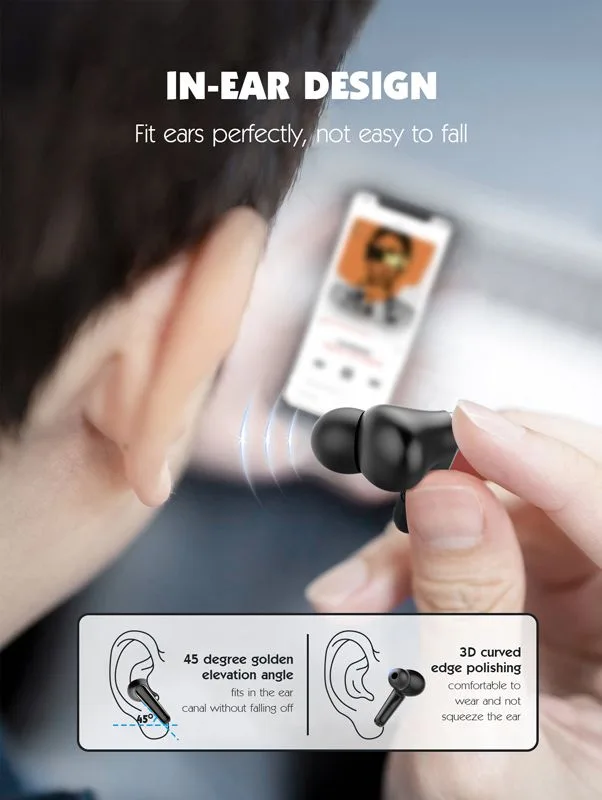 LDNIO earphones με θήκη φόρτισης T01, True Wireless, HiFi, Φ10mm, χρυσά — εικόνα 9
