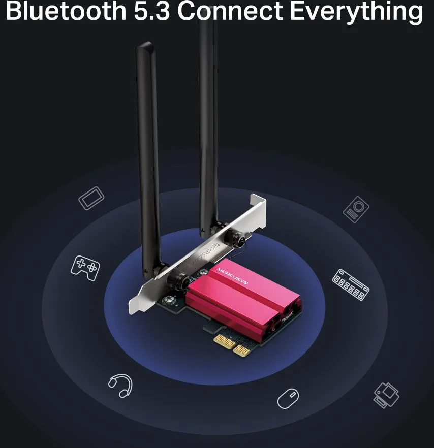 MERCUSYS κάρτα δικτύου MA86XE, AXE5400, Wi-Fi 6E, Bluetooth, PCIe, V.2.0 — εικόνα 5