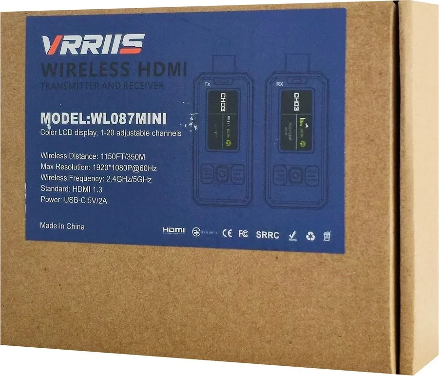 VRRIIS HDMI σύστημα ασύρματης μετάδοσης βίντεο WL087 Mini, 1080p, 2.4/5GHz, έως 350m — εικόνα 7