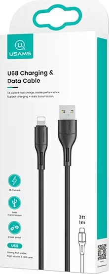 USAMS καλώδιο USB σε Lightning US-SJ500, 2A, 1m, μαύρο — εικόνα 3