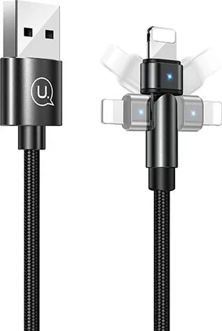 USAMS καλώδιο Lightning σε USB US-SJ476, περιστρεφόμενο, 2.1A, 1m, μαύρο