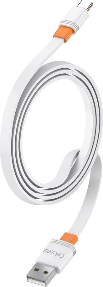 CELEBRAT καλώδιο USB-C σε USB CB-33C, flat, 3A, 1m, λευκό — εικόνα 3
