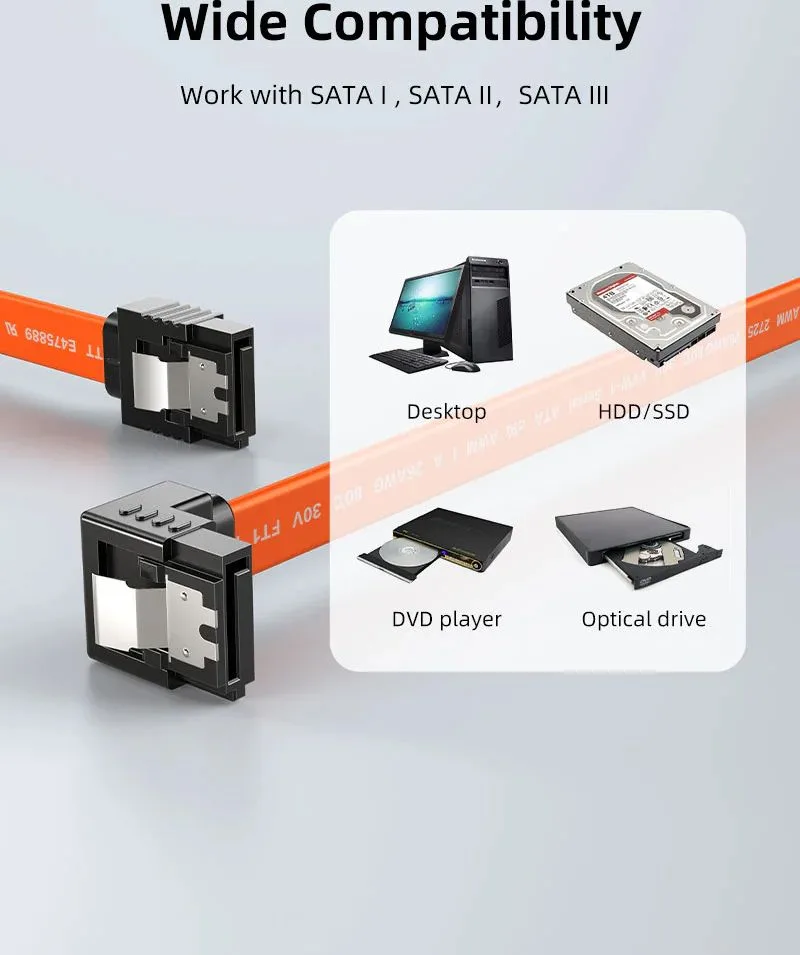 CABLETIME καλώδιο SATA III CT-SATA3R, γωνιακό, 6Gbps, 0.50m, πορτοκαλί — εικόνα 8