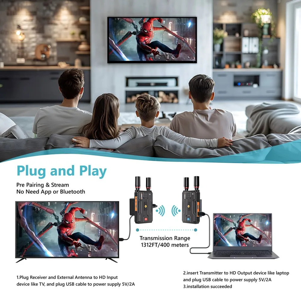 VRRIIS HDMI σύστημα ασύρματης μετάδοσης βίντεο WL097 Pro, 4K, 2.4/5GHz, έως 400m — εικόνα 3