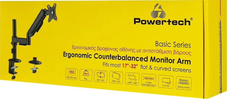 POWERTECH βάση γραφείου οθόνης PT-1627, 17-32", έως 9kg — εικόνα 7