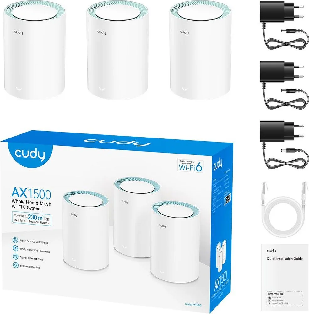 Cudy M1500 AX1500 Gigabit, WiFi 6, Mesh System, 3 Pack — εικόνα 2