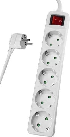 POWERTECH πολύπριζο PT-876, 5x schuko, 16A, 3m, λευκό