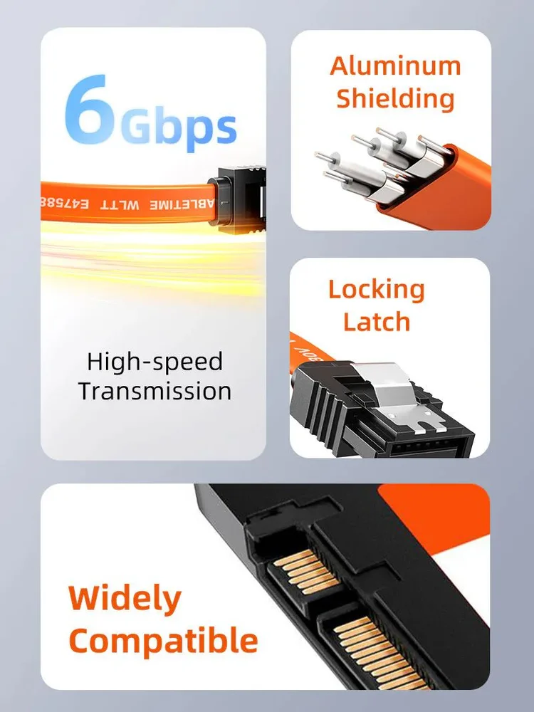 CABLETIME καλώδιο SATA III CT-SATA3R, γωνιακό, 6Gbps, 0.50m, πορτοκαλί — εικόνα 2