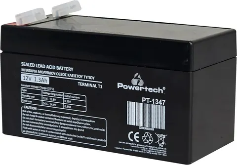 POWERTECH μπαταρία μολύβδου PT-1347, 12V 1.3Ah, T1