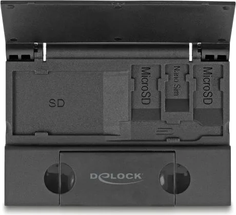 DELOCK card reader 91014 για SD & micro SD, με θήκη, USB/USB-C, 5Gbps, μαύρο — εικόνα 3