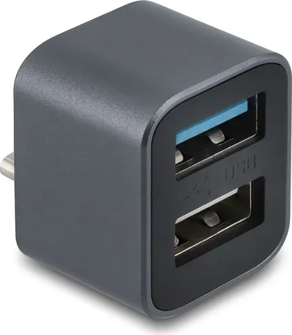 DELOCK mini USB hub 64359, 2x θυρών, USB 3.2, 10Gbps, USB-C σύνδεση, γκρι