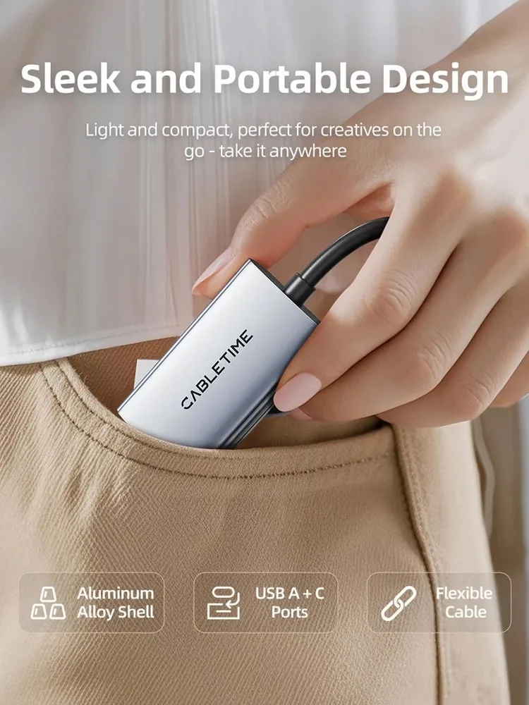 CABLETIME video capture CT-ACHC3-AG, HDMI/USB & USB-C, 4K/30Hz, γκρι — εικόνα 8