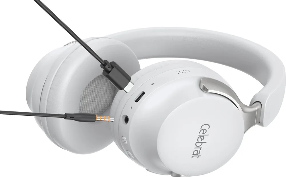 CELEBRAT headphones A40, ασύρματα & ενσύρματα, 40mm, 250mAh, λευκά — εικόνα 2