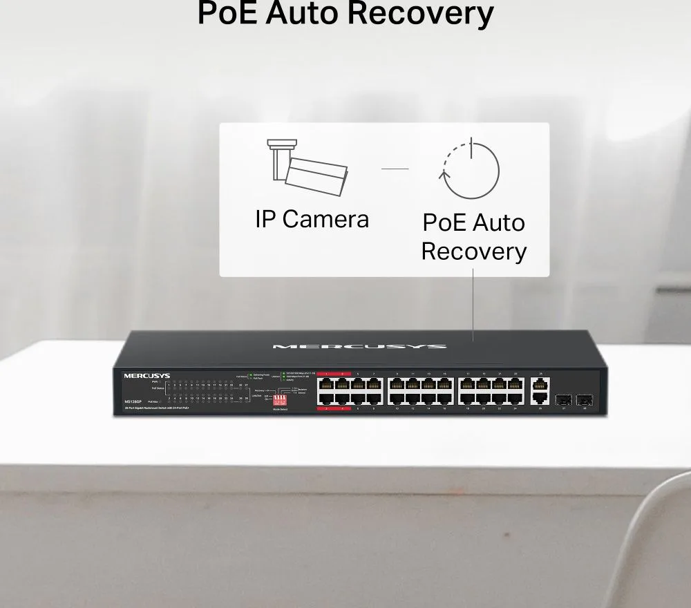 MERCUSYS rackmount switch MS128GP, 28x Gigabit θύρες, PoE+, V1.0 — εικόνα 9