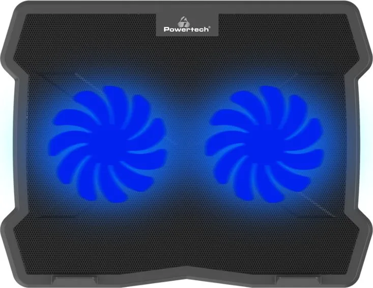 POWERTECH Βάση & ψύξη laptop PT-930, έως 15.6", 2x 125mm fan, LED, μαύρο — εικόνα 3