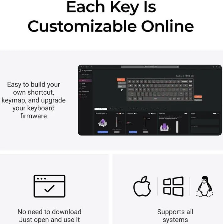 Keychron K6 HE (K6H-J1) Shine-Through Wireless Magnetic Hall Effect RGB Keyboard 65% US Layout — εικόνα 2