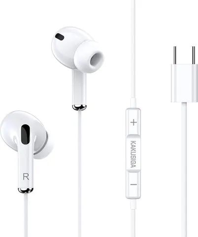 KAKUSIGA earphones με μικρόφωνο KSC-727, USB-C σύνδεση, 14.2mm, 1.2m, λευκά