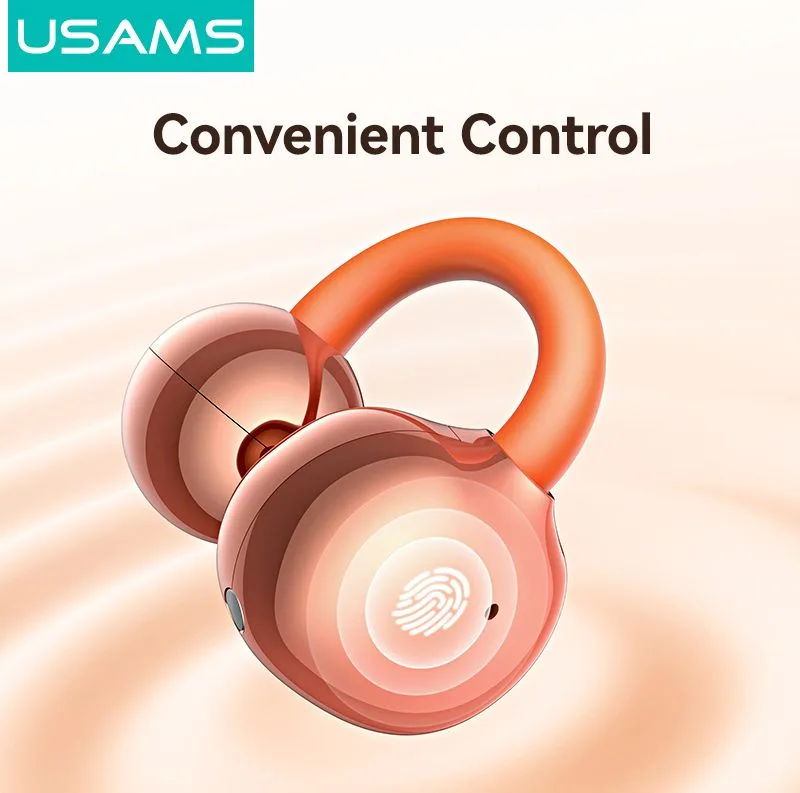 USAMS earphones με θήκη φόρτισης Echo R03, OWS, Φ11mm, 40/300mAh, πορτοκαλί — εικόνα 7