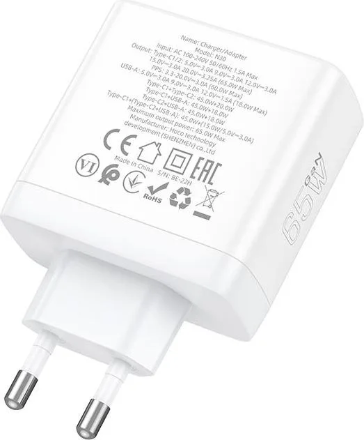 HOCO N30 Glory PD45W φορτιστής, 3 ΘΥΡΕΣ, λευκό — εικόνα 5