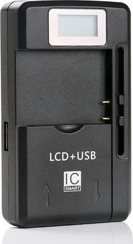 POWERTECH φορτιστής μπαταρίας κινητών QC64 με οθόνη, USB, μαύρος