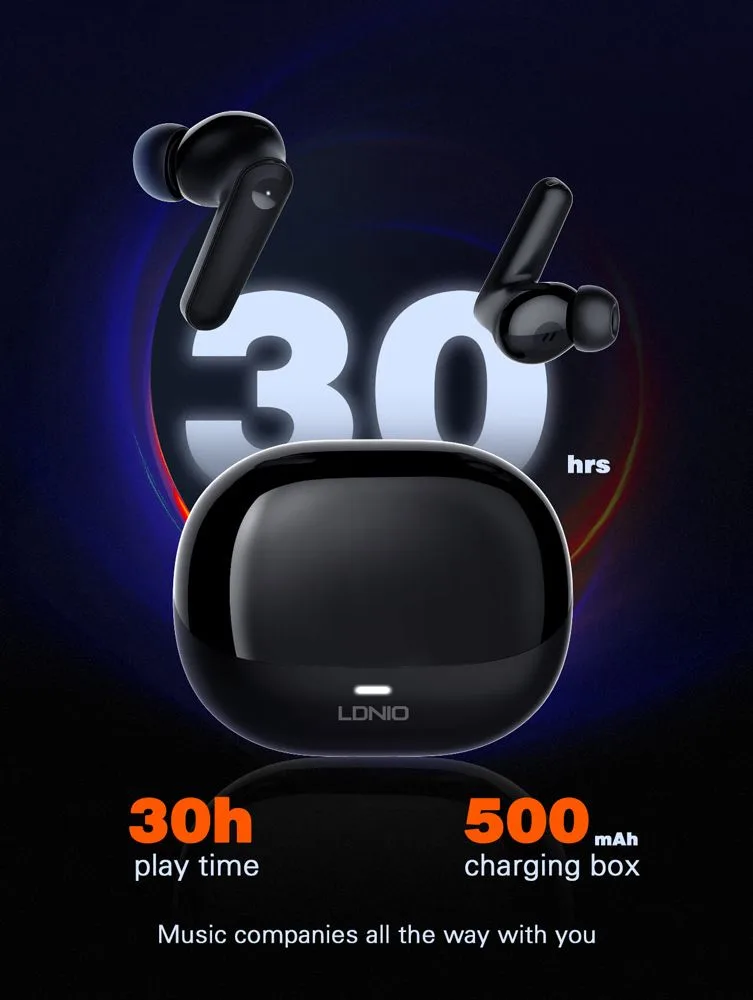 LDNIO earphones με θήκη φόρτισης T05, True Wireless, 13mm, 40/500mAh, μαύρα — εικόνα 2