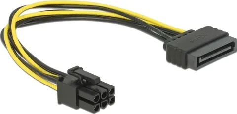 DELOCK καλώδιο τροφοδοσίας SATA 15-pin σε 6-pin PCI Express 82924, 20cm