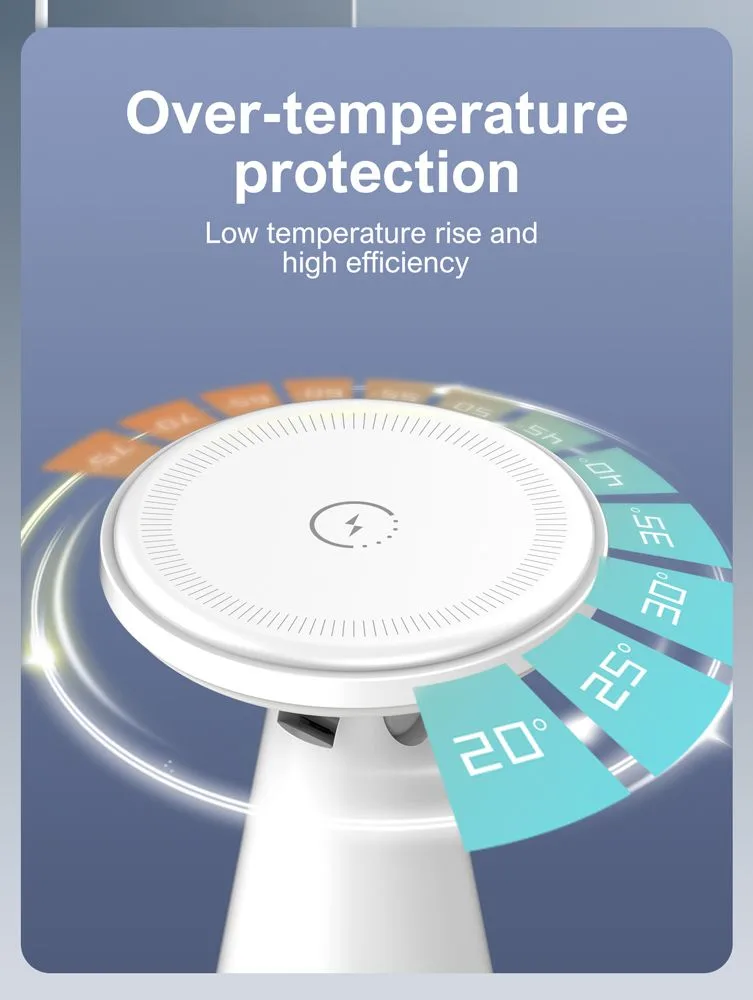 LDNIO ασύρματος φορτιστής WL01 με LED φωτισμό, 3 σε 1, 15W, λευκός — εικόνα 8