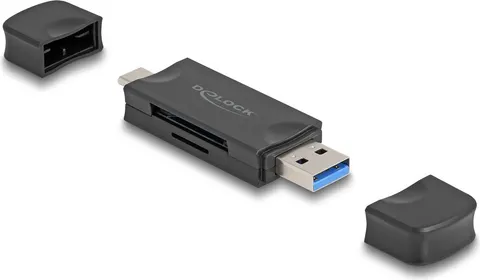 DELOCK card reader 91020 για SD & micro SD, USB/USB-C σύνδεση, 5Gbps, μαύρο
