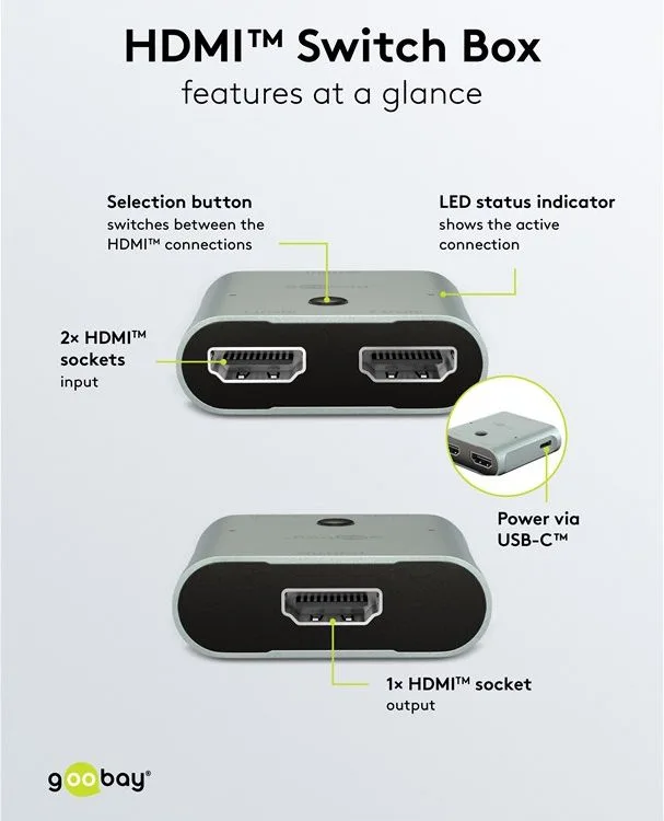 GOOBAY HDMI switch 77791, 2 σε 1, 8K/60Hz, γκρι — εικόνα 7
