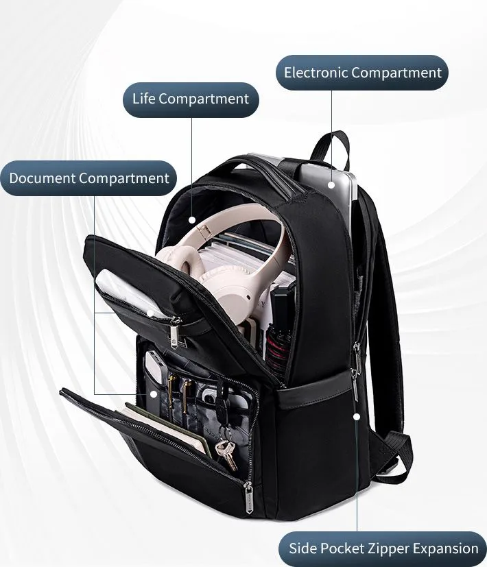 ARCTIC HUNTER τσάντα πλάτης B00808 με θήκη laptop 15.6", 19.5L, μαύρη — εικόνα 4