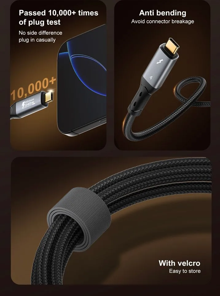LDNIO καλώδιο USB-C TC-11c, 240W, 40Gbps, 8K/60Hz, 1m, μαύρο — εικόνα 5