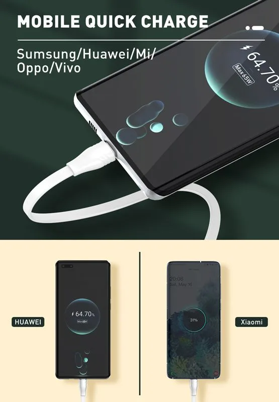 LDNIO καλώδιο USB-C σε USB-C LC131C, 65W PD, 1m, λευκό — εικόνα 4