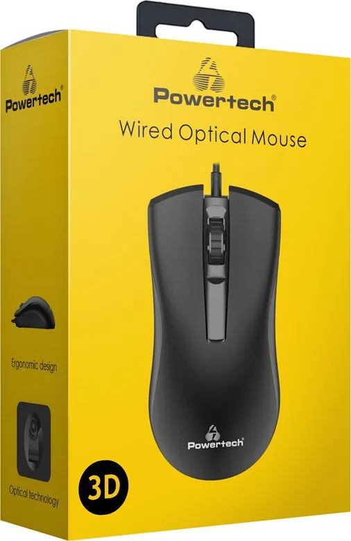 POWERTECH ενσύρματο ποντίκι PT-808, οπτικό, 1000DPI, μαύρο — εικόνα 3