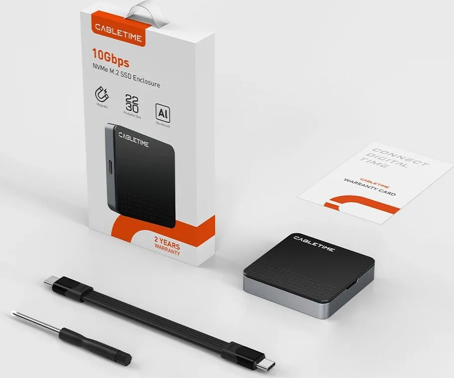 CABLETIME θήκη για M.2 NVME SSD CT-SSD04-AG, μαγνητική, 10Gbps, γκρι — εικόνα 7