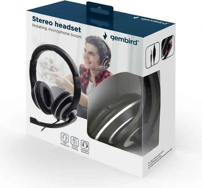 GEMBIRD Headset Μαυρο/λευκο MHS-003 — εικόνα 2