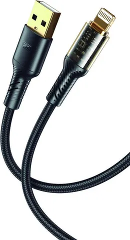 XO NB229 καλώδιο φόρτισης Lightning, διάφανο βύσμα, μαύρο