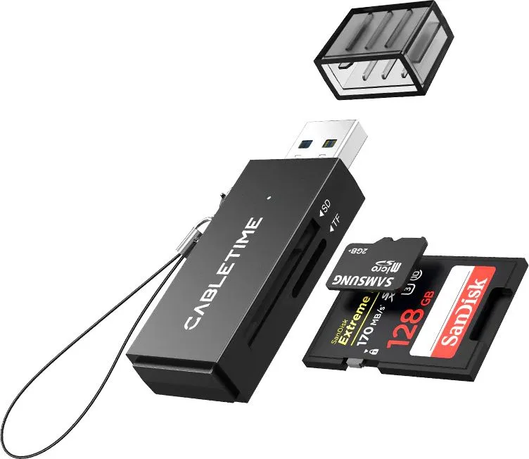 CABLETIME card reader CT-ASD3-PB για SD & micro SD, USB, 5Gbps, μαύρο — εικόνα 8