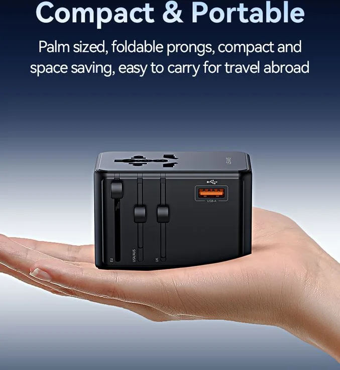 USAMS φορτιστής/αντάπτορας πρίζας CC334, USB & 3x USB-C, universal, 100W, GaN, μαύρος — εικόνα 2