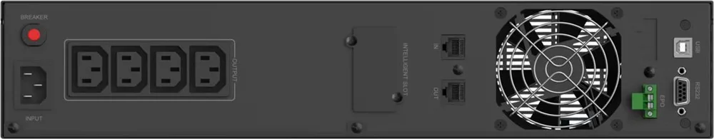 POWERTECH UPS Line Interactive PT-1408 για rack 2U, με οθόνη, 2200VA/1540W, 4x AC output — εικόνα 2