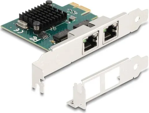 DELOCK κάρτα επέκτασης PCIe x1 σε 2x RJ45 Gigabit 88205, 1000Mbps