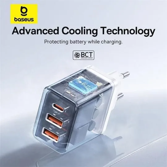 BASEUS Cube, φορτιστής ΓΡΗΓΟΡΗΣ φόρτισης, 3 ΘΥΡΕΣ, 30W, ΛΕΥΚΟΣ — εικόνα 3