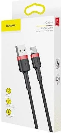BASEUS Cafule καλώδιο φόρτισης, Type-C, 3A, 1M, κόκκινο, μαύρο — εικόνα 3