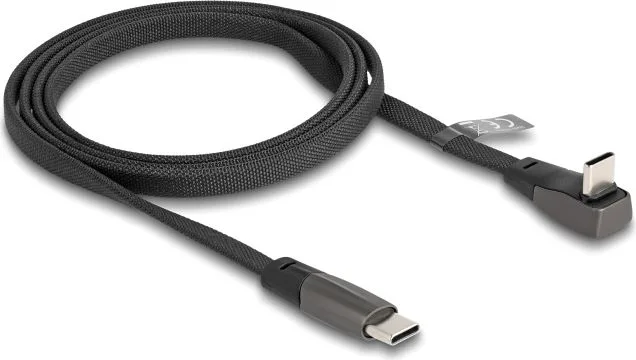 DELOCK καλώδιο USB-C 80751, 60W, flat, γωνιακό, 480 Mbps, 1m, μαύρο — εικόνα 2