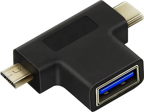 CABLETIME αντάπτορας USB σε USB-C & micro USB CT-3IN1-AB, 5Gbps, μαύρος