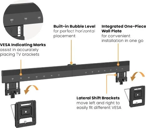 BRATECK επιτοίχια βάση τηλεόρασης LED-1948, 43-100", έως 75kg, ultra slim, fixed — εικόνα 3