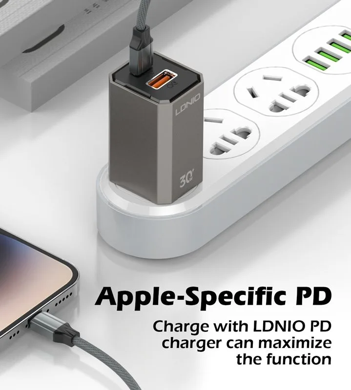 LDNIO καλώδιο Lightning σε USB-C LC441I, 30W PD, 1m, γκρι — εικόνα 2