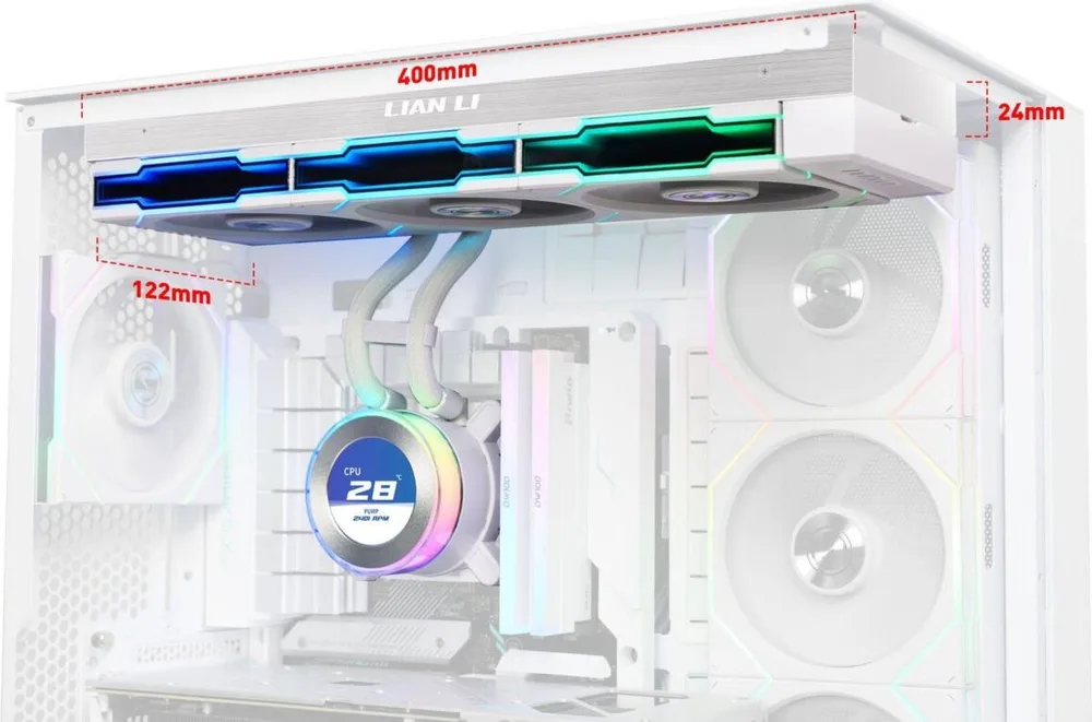LIAN LI HydroShift II LCD-C 360 RGB CL fan White - AIO CPU Liquid Cooler with CL ARGB Fans — εικόνα 3