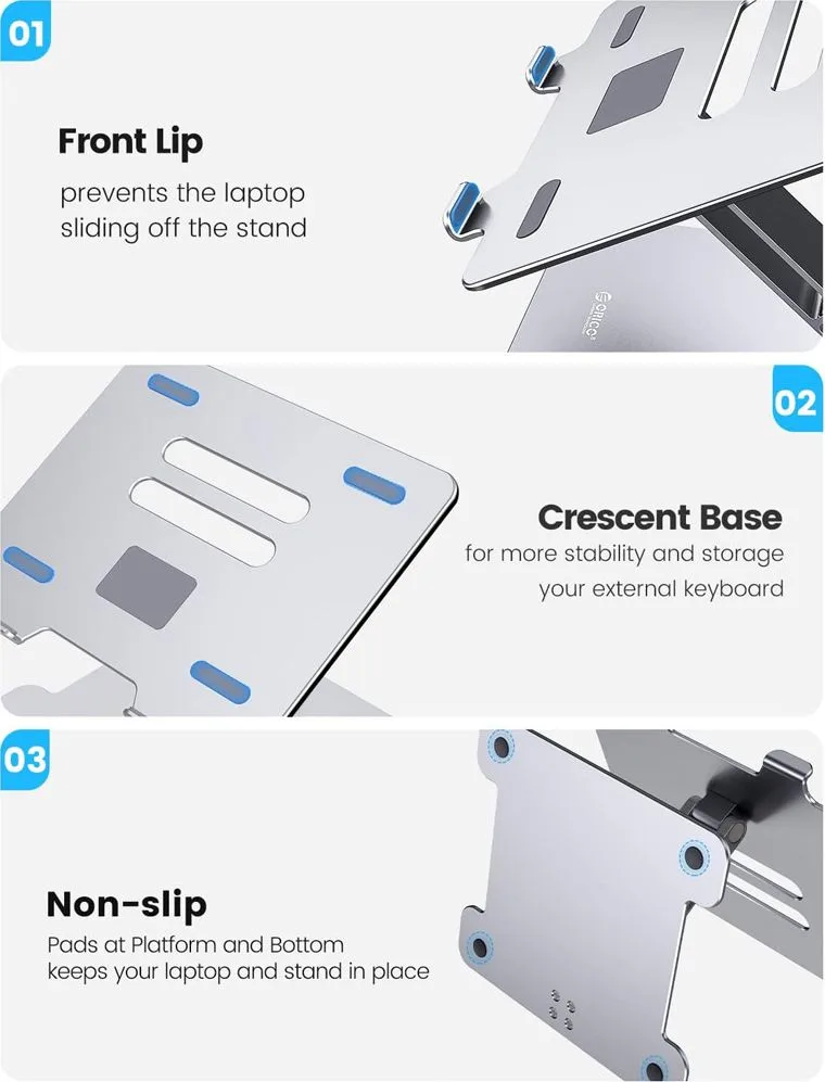 ORICO μεταλλική βάση για laptop/tablet LST-T1, 11~15.6", foldable, ασημί — εικόνα 3