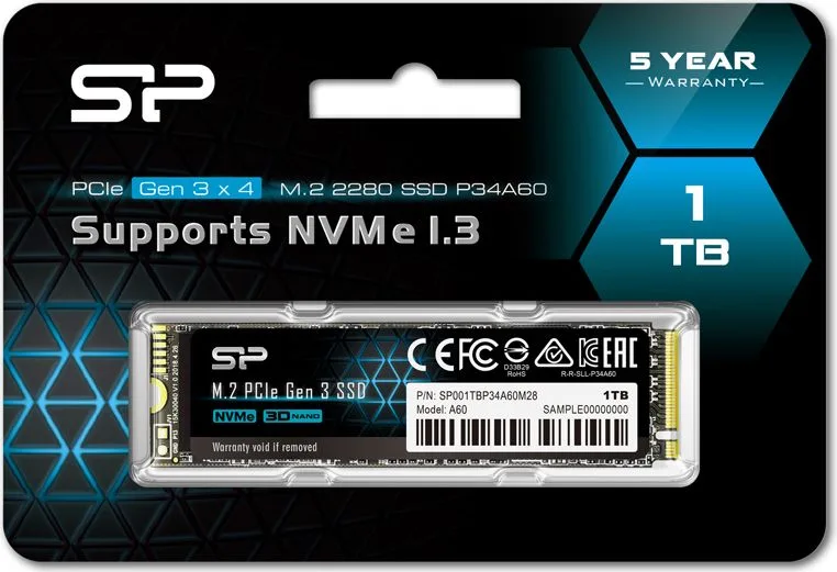 SILICON POWER SSD PCIe Gen3x4 P34A60 M.2 2280, 1TB, 2.200-1.600MB/s — εικόνα 4