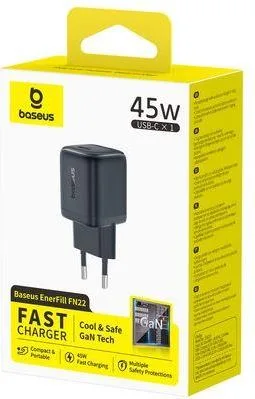 BASEUS Enerfill FN22, φορτιστής ΓΡΗΓΟΡΗΣ φόρτισης, 1 θύρα, 45W, ΜΑΥΡΟΣ — εικόνα 3
